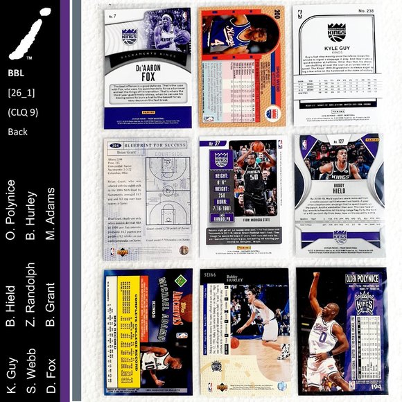Sacramento Kings 9 Card Lot - BKBL [26_1] - Picture 2 of 8